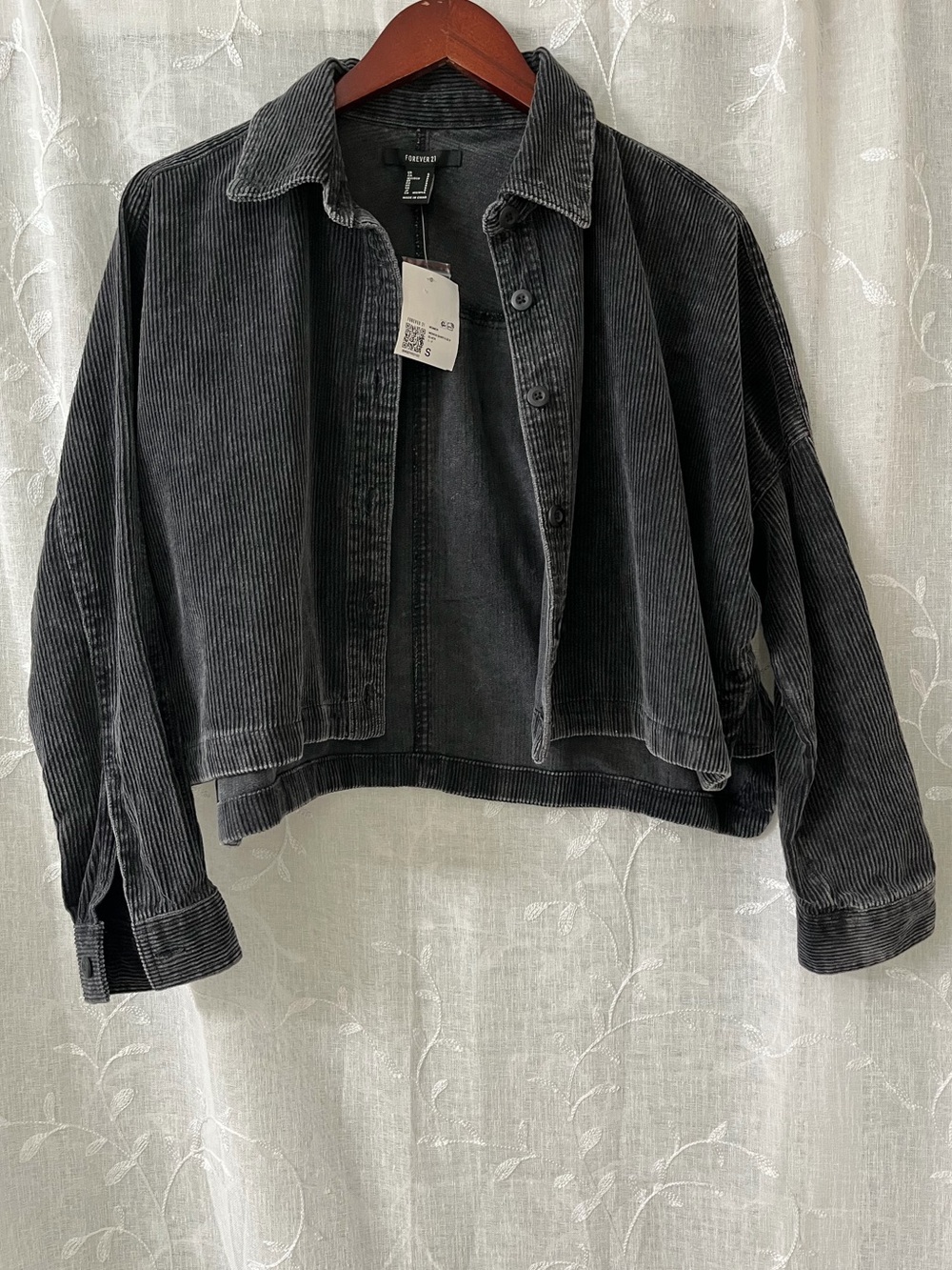 Forever 21 Black Corduroy Utility Jacket Size Small